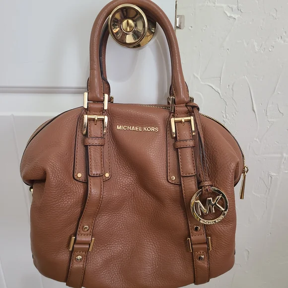 Michael Kors Tan Leather Satchel with Gold Accents - Picture 2 of 2